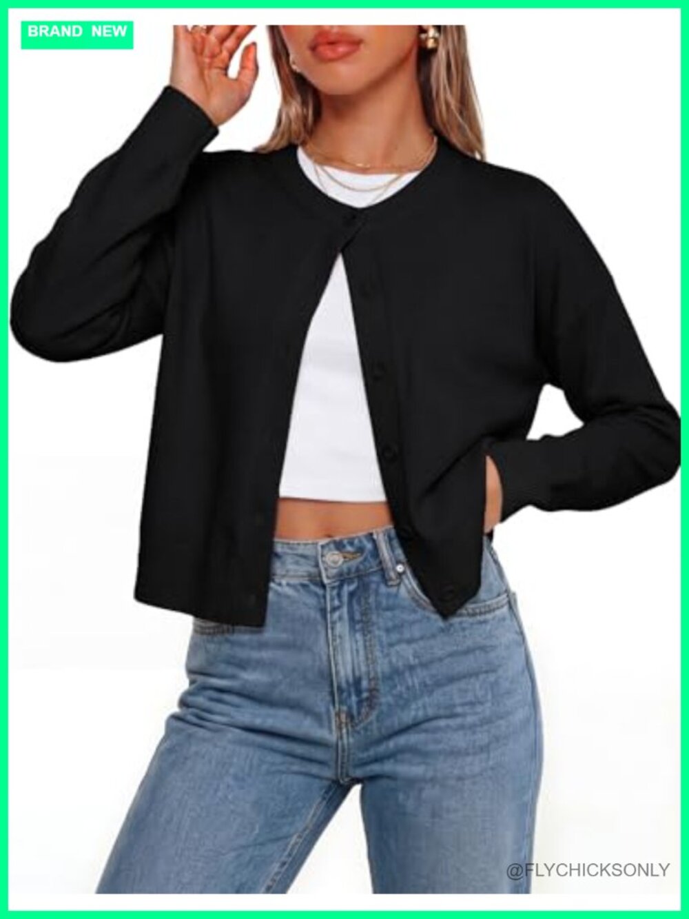 Cropped Cardigan Sweaters for Women, Cotton Button up, Oversized Knit
